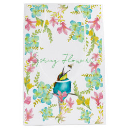 Frühlingsblumen Wasserfarbe Mittlere Geschenktüte