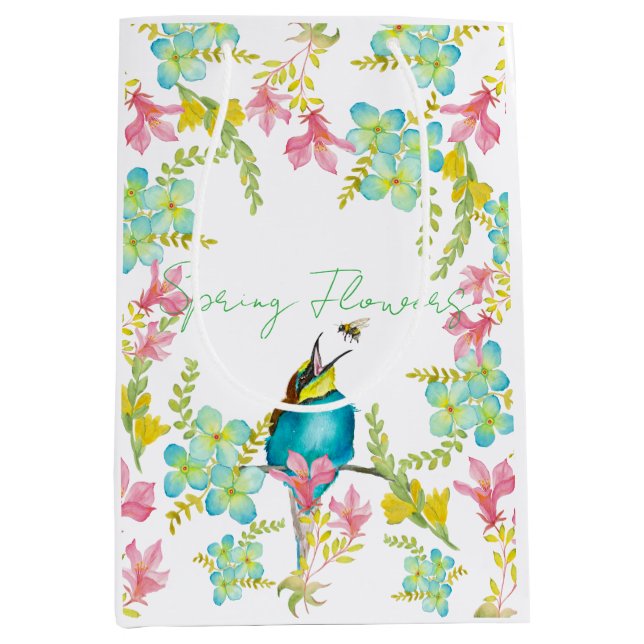 Frühlingsblumen Wasserfarbe Mittlere Geschenktüte (Vorderseite)