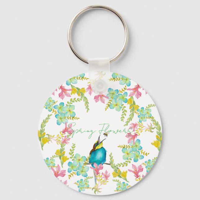 Frühlingsblumen Wasserfarbe Schlüsselanhänger (Vorderseite)