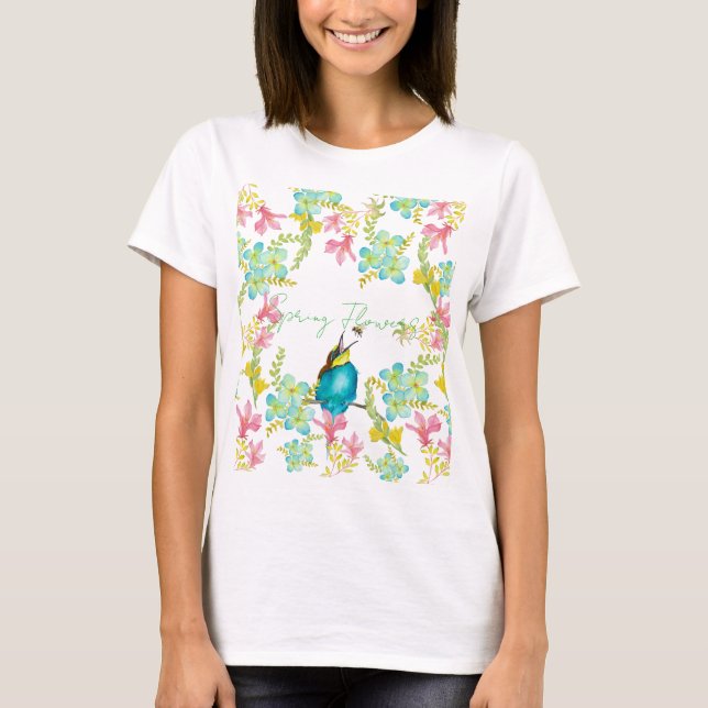 Frühlingsblumen Wasserfarbe T-Shirt (Vorderseite)