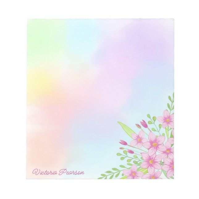 Frühlingsblumen Wasserfarbene Pastell Gradient Notizblock (Vorderseite)