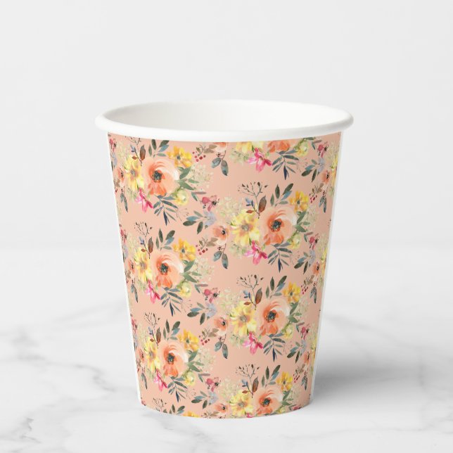Frühlingsblumen Willkommen Baby Shower  Pappbecher (Vorderseite)