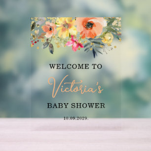 Frühlingsblumen-Willkommens-Baby-Party Acrylschild