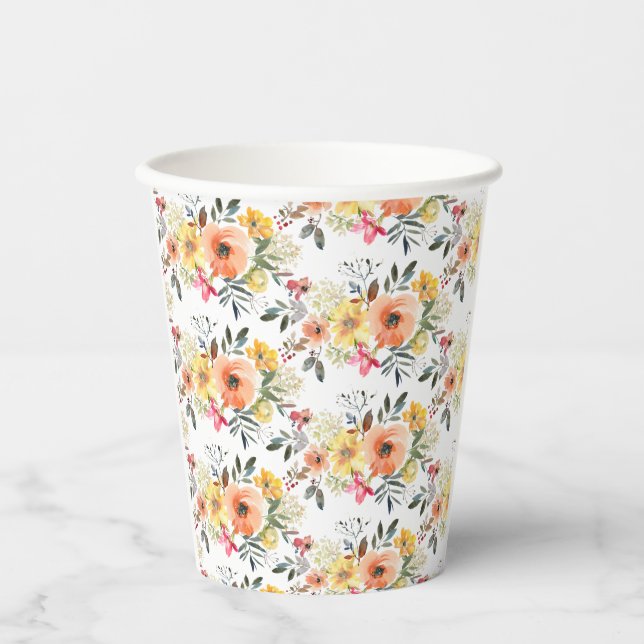 Frühlingsblumen-Willkommens-Baby-Party Pappbecher (Vorderseite)