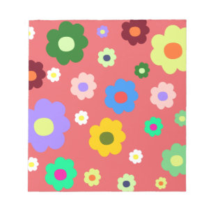 Frühlingsblumen Y2K Retro Muster Notizblock
