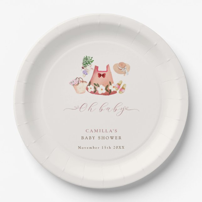 Frühlingsblumengarten Girl Clothes Kinderdusche Pappteller (Vorderseite)