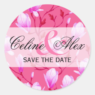Frühlingsblumengarten Save the Date   Fuchsia Runder Aufkleber