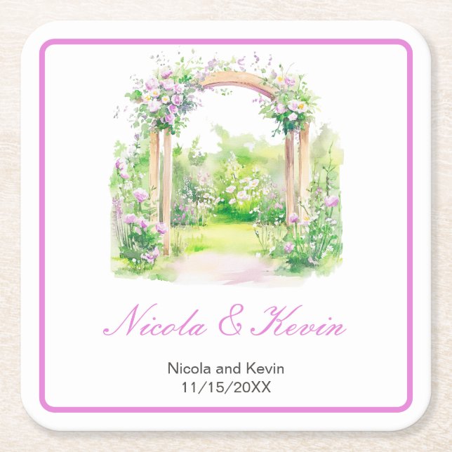 Frühlingsblumenhochzeitungsarsch Rechteckiger Pappuntersetzer (Vorderseite)