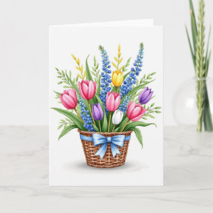 Frühlingsblumenkorb-Grußkarte Karte