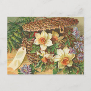 "Frühlingsblumenkorb" Vintage Postkarte