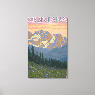 FrühlingsblumenMontanaVintage Reiseplakat Leinwanddruck