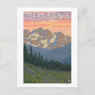 FrühlingsblumenMontanaVintage Reiseplakat Postkarte