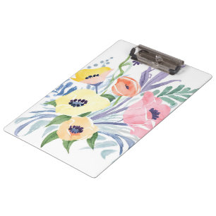Frühlingsblumenstrauß   Hübsche florale Wasserfarb Klemmbrett