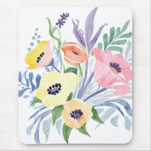 Frühlingsblumenstrauß   Hübsche florale Wasserfarb Mousepad