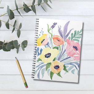 Frühlingsblumenstrauß   Hübsche florale Wasserfarb Notizblock