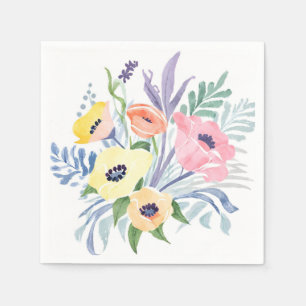 Frühlingsblumenstrauß Hübsche florale Wasserfarb Serviette