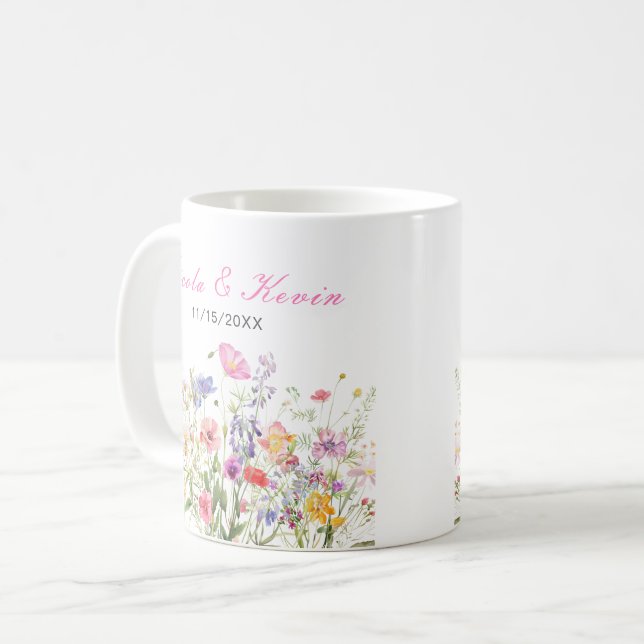 Frühlingsblumenstrauß Wildblumen Kaffeetasse (Vorderseite Links)