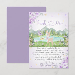 Frühlingsblüte und Schmetterlinge Reh Baby Shower Dankeskarte