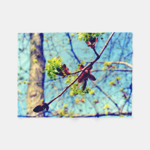 Frühlingsblüten Ahornbaum stilisiert Fleecedecke