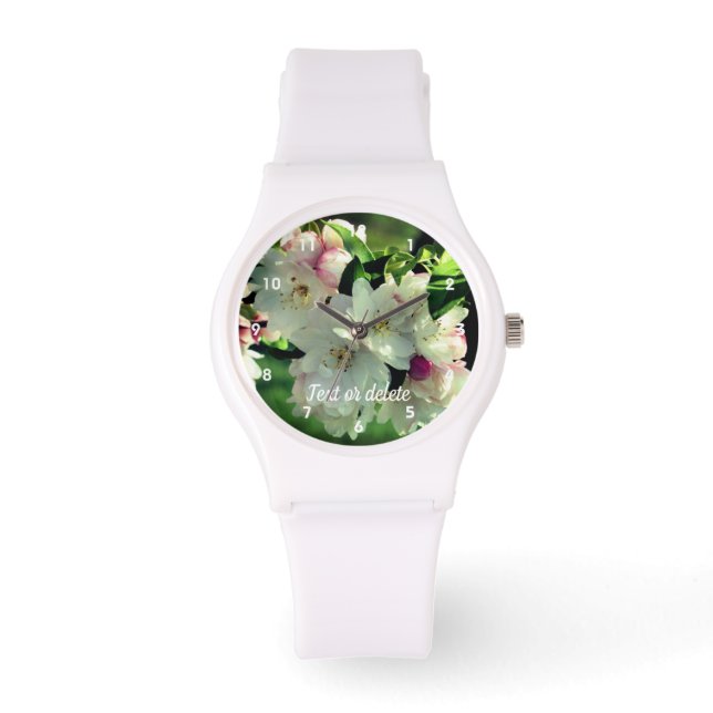 Frühlingsblüten Blume Crabappella 2 Personalisiert Armbanduhr (Vorderseite)