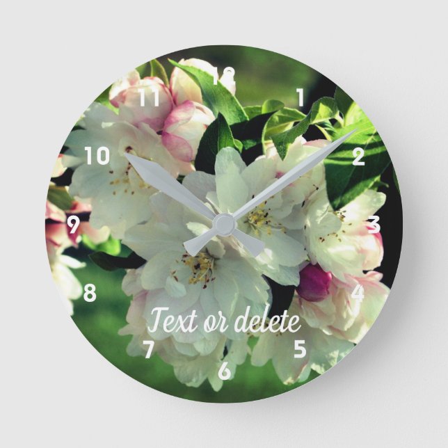 Frühlingsblüten Blume Crabappella 2 Personalisiert Runde Wanduhr (Vorderseite)