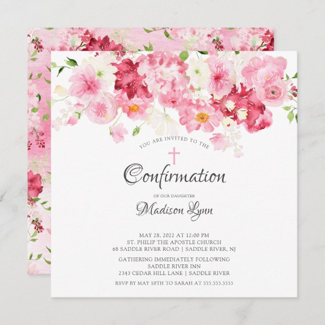 Frühlingsblüten Blumenbestätigung Einladung (Vorne/Hinten)