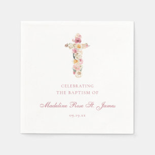 Frühlingsblüten   Florales Kreuz Taufe Serviette