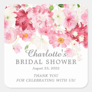 Frühlingsblüten Hochzeitsdusche  Quadratischer Aufkleber