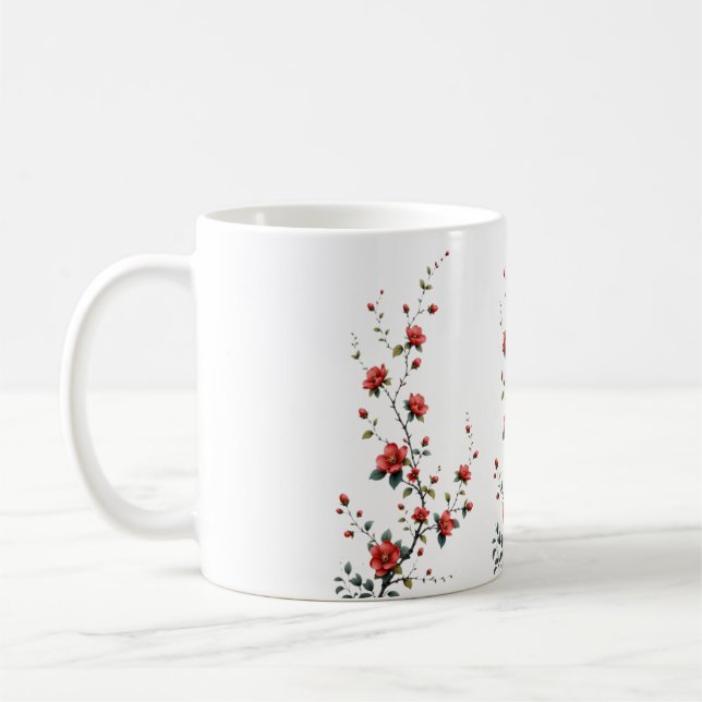Frühlingsblüten in ruhiger Blüte Kronblätter flüst Kaffeetasse (Links)