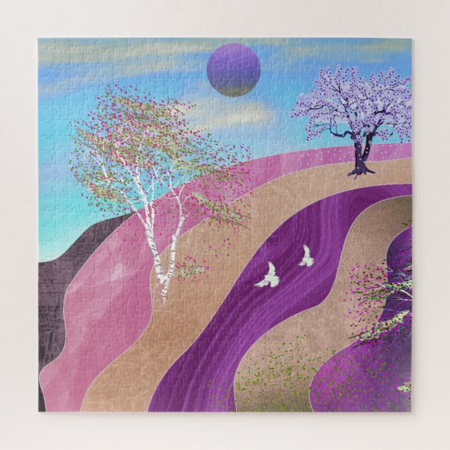 Frühlingsblüten Landschaft Puzzle (Vertikal)