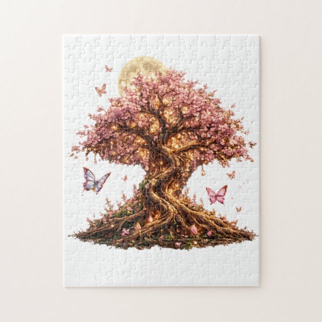 Frühlingsblüten-Mondbaum-Puzzle Puzzle (Vertikal)