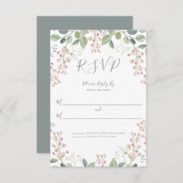 Frühlingsblüten Rosa Blütenminze Grüne Hochzeit RSVP Karte
