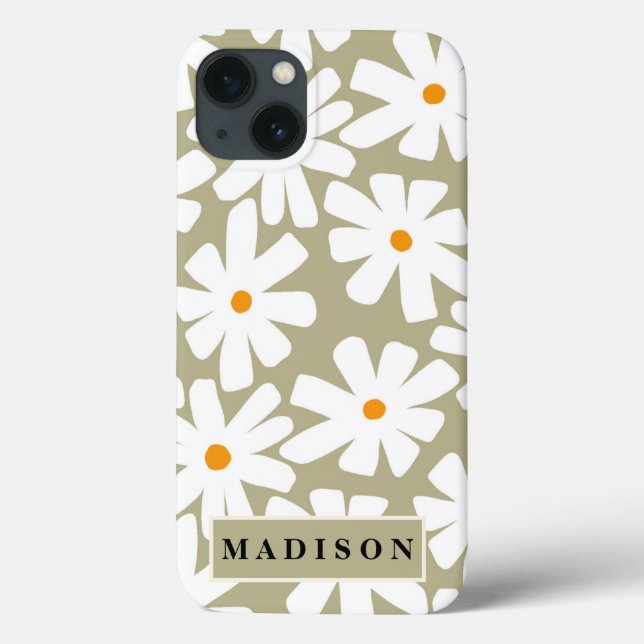 Frühlingsblütenretro-Muster Salbei grün Case-Mate iPhone Hülle (Rückseite)