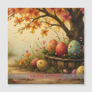 Frühlingsblütenzauber mit Ostereierpracht Magnetkarte