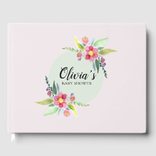 Frühlingsbotanische Blumen und Name Baby Shower Gästebuch