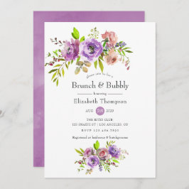 Frühlingsbrunch mit floraler Farbe und Bubbly Einladung