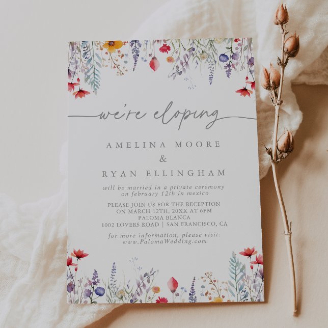 Frühlingsbunte Wildblumen-Elopement-Rezeption Einladung (Von Creator hochgeladen)