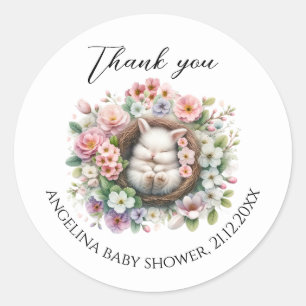 Frühlingsbunter Blumenstrauß Baby Girl Dusche Runder Aufkleber