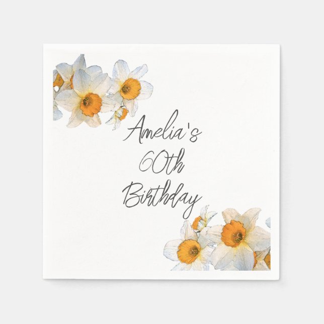 Frühlingsdaffodien jeden Geburtstag Serviette (Vorderseite)