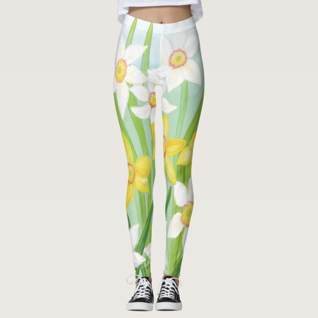 Frühlingsdaffodien Leggings (Vorderseite)
