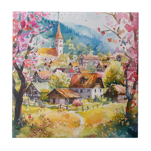 Frühlingsdorf Fliese (Vorderseite)