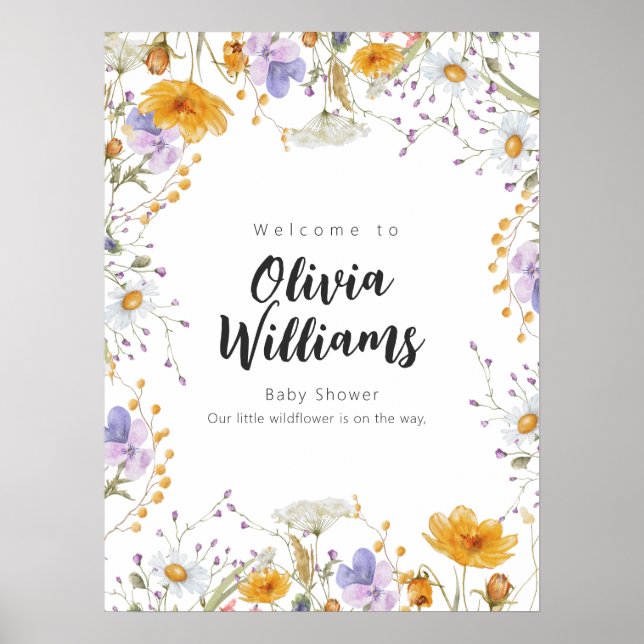 Frühlingsdusche Wildblume Blumenbeete Begrüßung Ba Poster (Vorne)