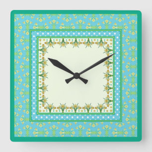 Frühlingsdüster an der Grenze und Polka Dots Wall Quadratische Wanduhr