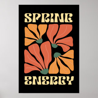 Frühlingsenergie Retro-Blumendesign | Vintage Abst Poster