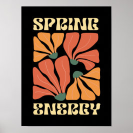 Frühlingsenergie Retro-Blumendesign | Vintage Abst Poster