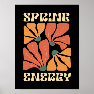 Frühlingsenergie Retro-Blumendesign Vintage Abst Poster
