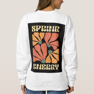 Frühlingsenergie Retro-Blumendesign | Vintage Abst Sweatshirt