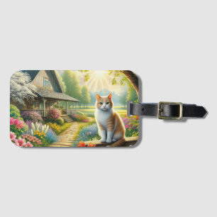 Frühlingserie Hütte/Garten & Katze Gepäckanhänger