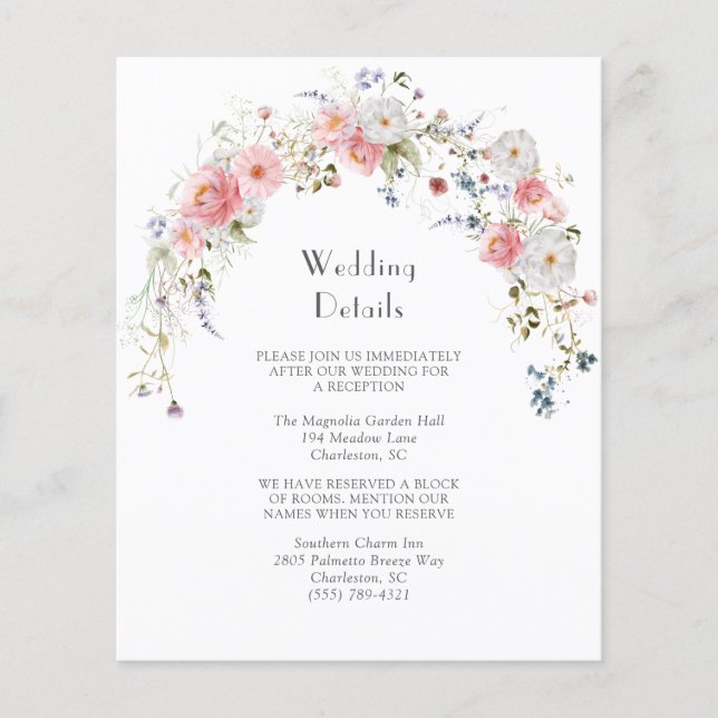 Frühlingserie Wildblumen Rosa Weiße Hochzeiten Det (Vorderseite)