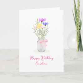 Frühlingserlebnis Wildblumen in Mason Jar Vase Gir Karte